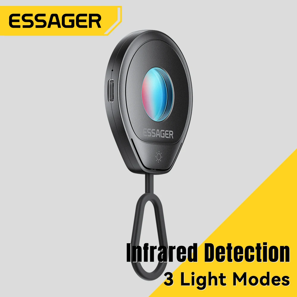 Essager Mini Hidden Camera Detector Portable Anti-Spy Infrared Lens Finder Anti-Peeping Gadget ForTravel Hotel Bathroom Security