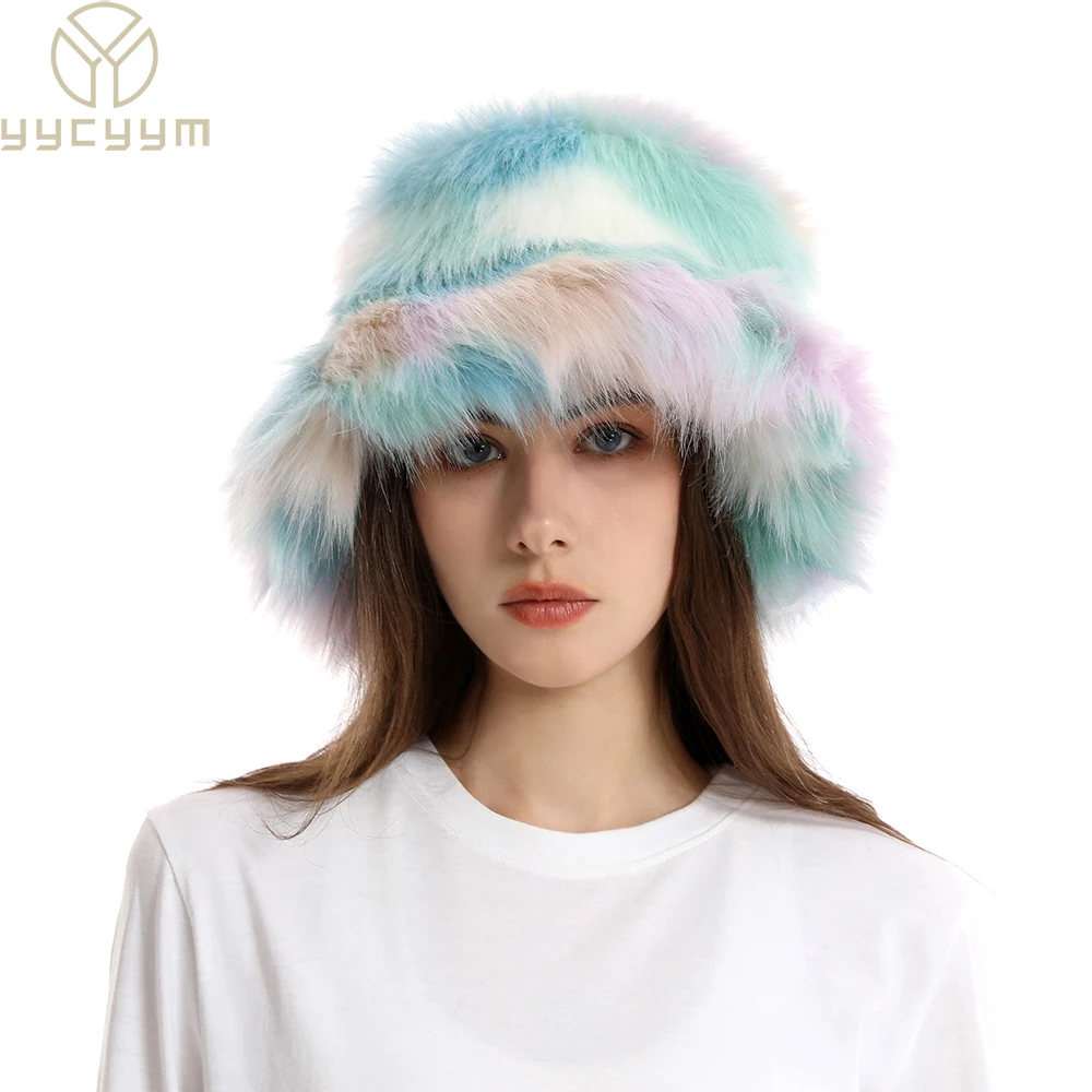 

2024 New Winter Warm Faux Fur Bucket Hats For Women Outdoor Caps Soft Fleece Fisherman Cap Fluffy Earwarmer Ski Vacation Hats