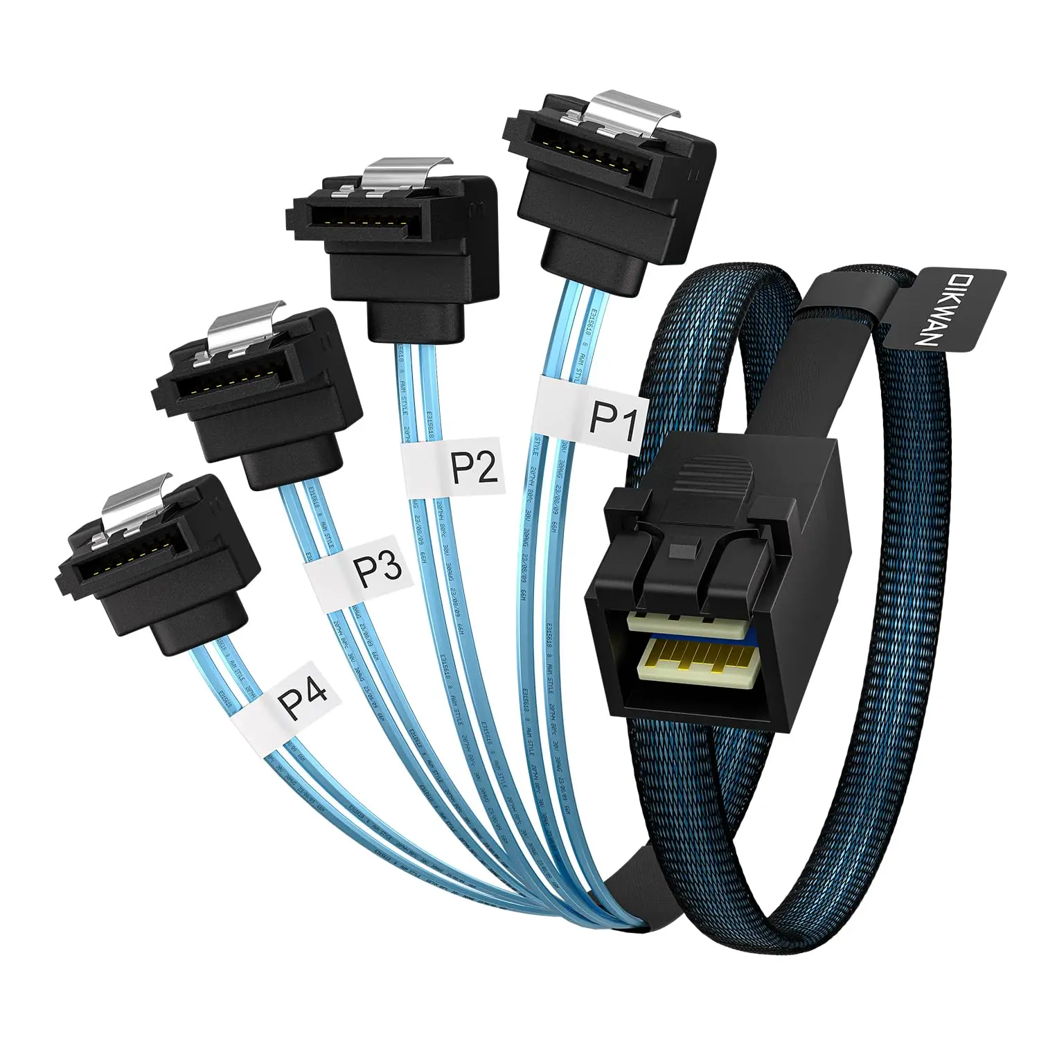 SAS sata Mini SAS SFF-8087 36P to 90 Degree Angle SATA 7P Cable Mini SAS Male To 4 SATA 7P Female Cable 12Gbps Disk Sata Cabo