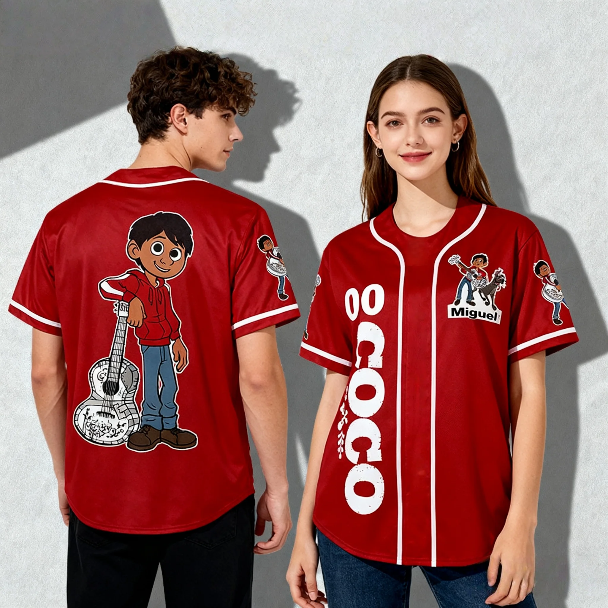 25/26 ديزني الرسوم المتحركة الطبعة التذكارية سلسلة كوكو ميغيل الصيف البيسبول سترة المتضخم الأطفال الوالدين والطفل تي شيرت #1