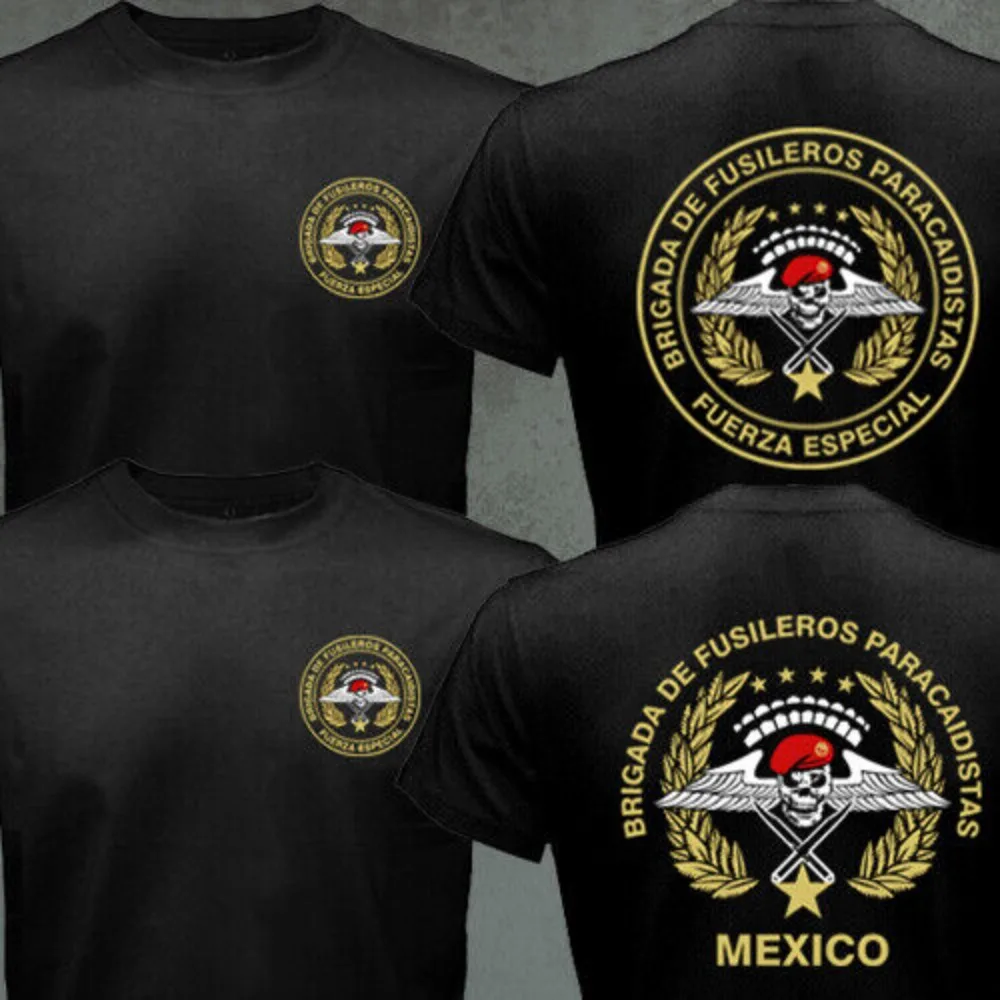 Mexico Parachute Rifle Brigade Paracaidistas Paratrooper Airborne Army T-shirt Short Sleeve Casual 100% Cotton Shirt