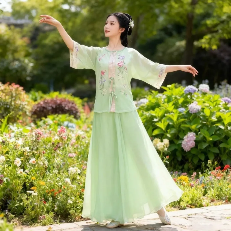 

New Classical Dance Costumes Chinese-style Flowing and Dynamic Practice Suits Hanfu Dance Performances Daily Shows Women’s Wear