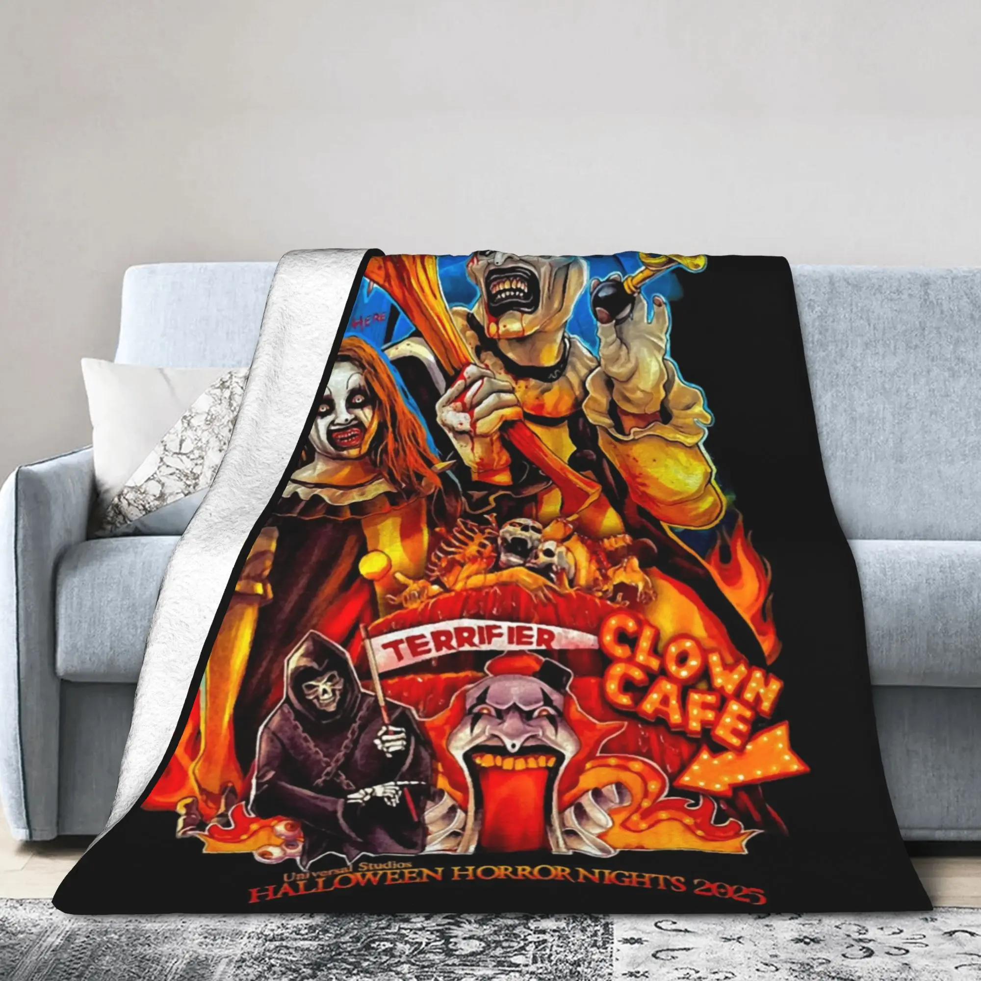 Terrifier Art The Clown Blanket Coral Fleece Plush Autumn  Portable Super Soft Throw Blanket for Sofa Couch Plush Thin Quilt