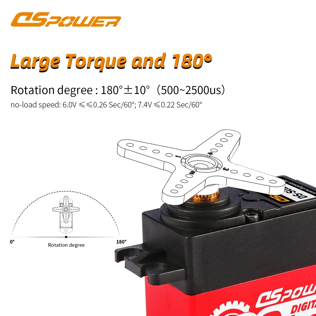 DSpower 20KG engranaje de Metal impermeable Servo de 180/300 grados para 1/8 1/10 RC coche oruga barco Robot juguete Axial TRX4 TRX6 Scx10 Wltoys