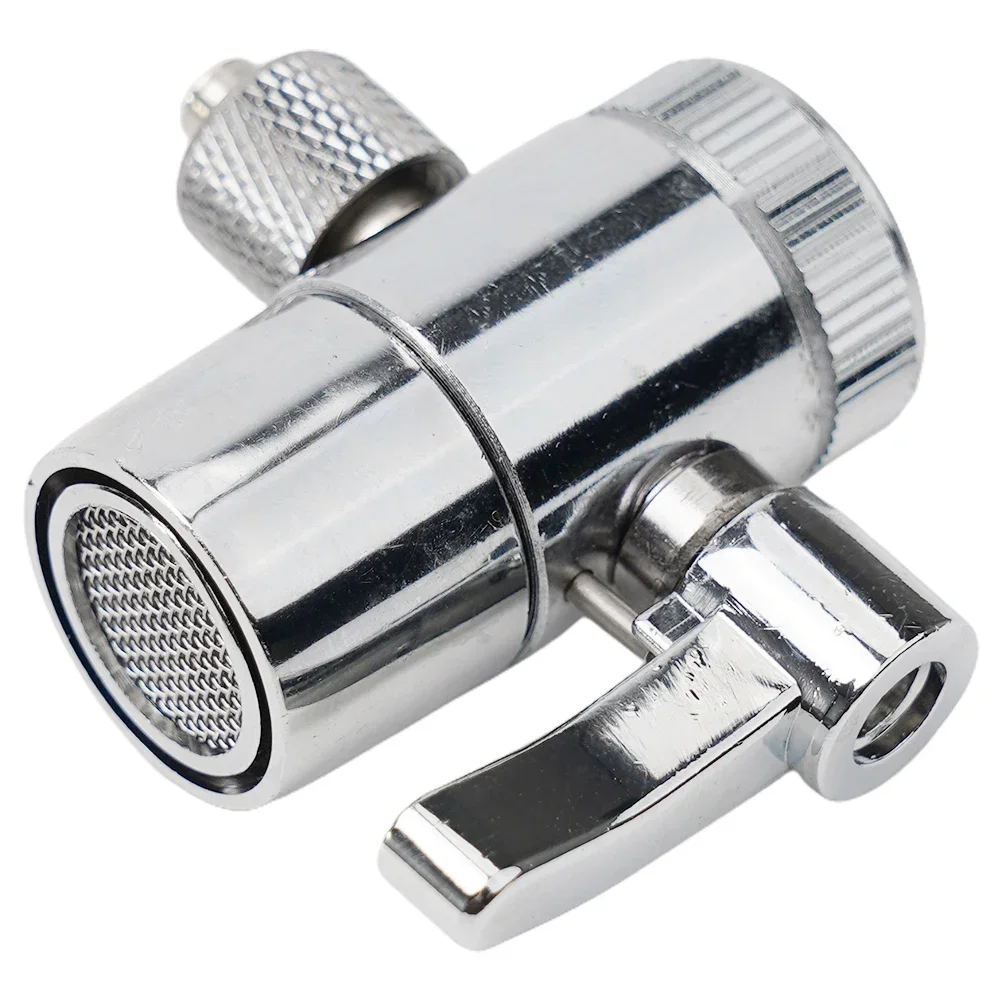 1pcs Diverter Valve Faucet Adapter Brass Counter Top Water Fits Most Filter Faucets G1/2inch G3/8inch M22 X M24 Silver