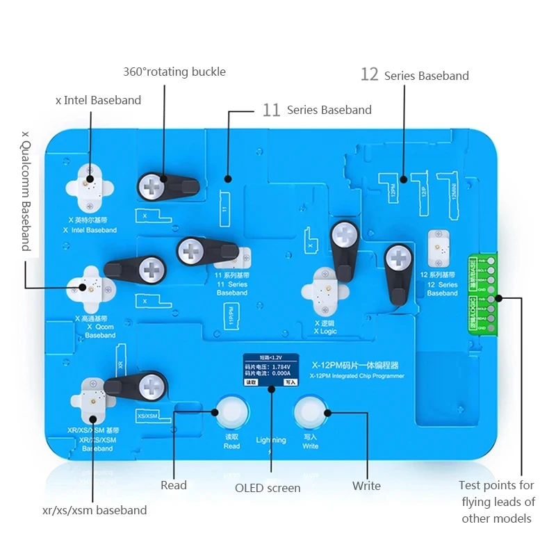Imagem -03 - Baseband Eeprom Chip Programador Não-remoção para Iphone X15 Pro Max Leitura e Escrita Copiar ic Dados Tensão Atual Detecção jc