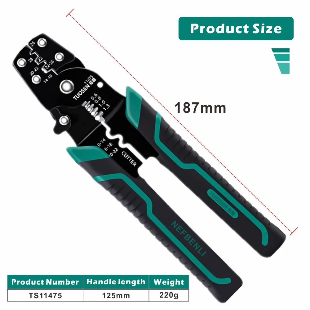 Tuosen Wire Stripper Multi-Function Pliers Terminal Manual Crimping Pliers Hardware Tool Wire Stripper Multi Specifit