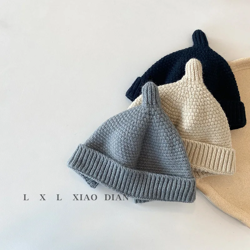 Baby Pacifier Hat Autumn and Winter Infants and Toddlers Korean Boys and Girls Super Cute Wool Knitted Pullover Pointed Hat