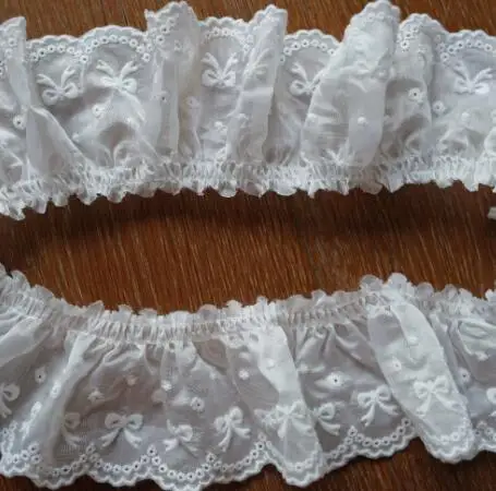 Width:6cm(2.36”inch)Unilateral fold bow pattern cotton embroidery Lace Fashion Laces handmade Craft Materials Sewing(SSA-4822)