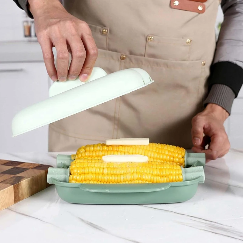 AU-Microwave Corn Steamer, Microwave Corn Steamer With Lid And Handle, Food Grade Steamer, Kitchen Dormitory Tools