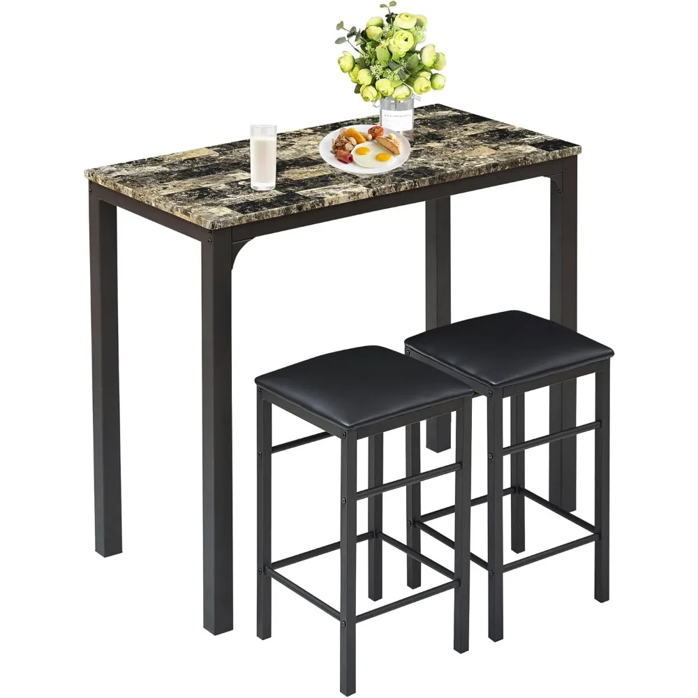 

Dining Table Set with 2 Stools,3 Piece Counter Height for Kitchen, Living Room, Small Apartment