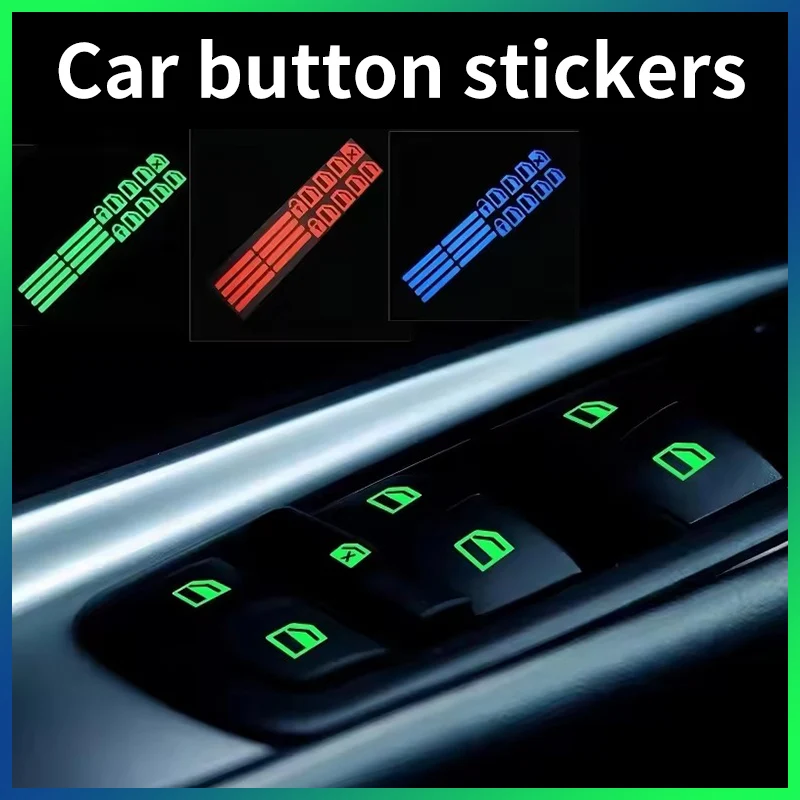 18 pcs/set Luminous Automobile Interior Stickers Universal Car Windows Control Panel Decals Auto Door Window Lift Button Sticker