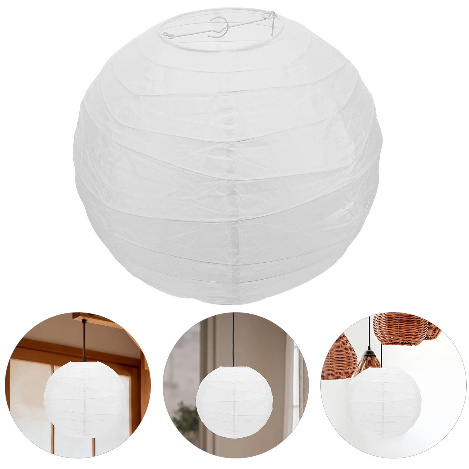

Large White Round Paper Lantern Sphere Lamp Shade Collapsible Globe Hanging Lamp for Baby Shower Party Indoor Ceiling Decor