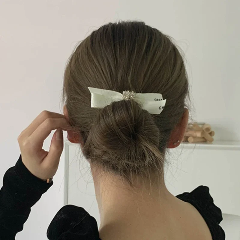 Korean Vintage Hairbows Temperament Bangs Side Clip Original Bow Hairpin Simple Headwear Hair Accessories for Girls