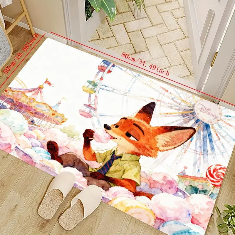 

1 шт. Disney Zootopia Nick Wilde Fox напольный коврик, акварельный карнавальный коврик с принтом ватных конфет и колес обозрения, мягкий нет