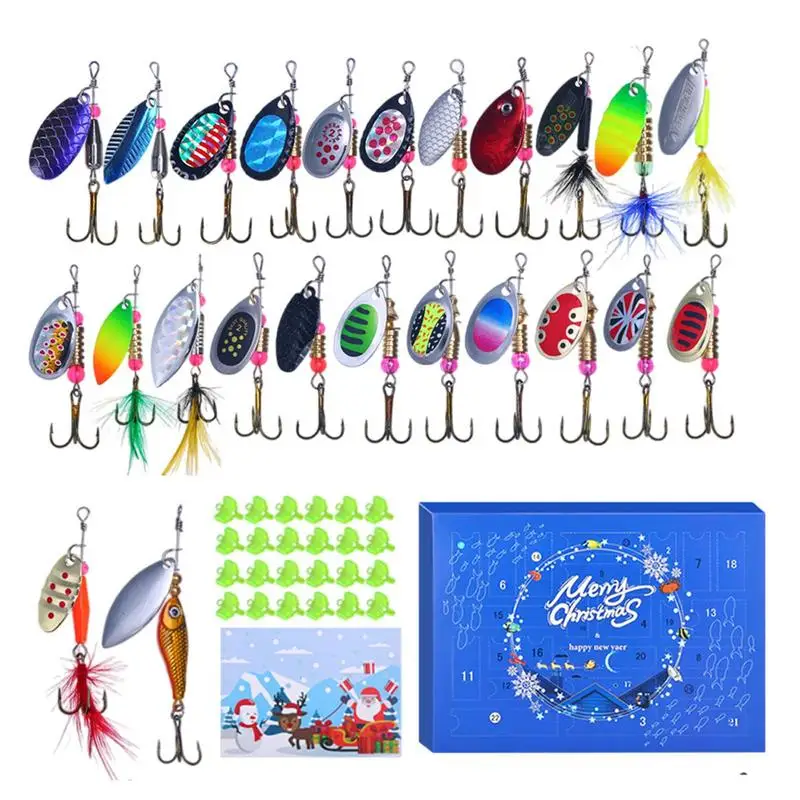 2024 Fishing Advent Calendar 24pcs Fish Bait Christmas Calendar Christmas Countdown Calendar Fishing accessories Christmas gift