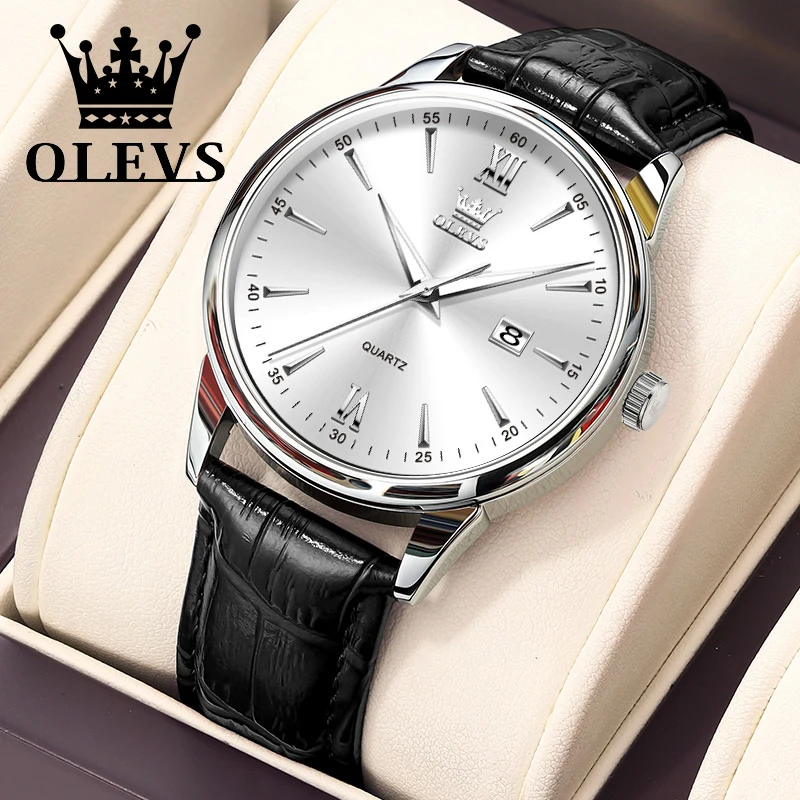 OLEVS High Quality Luxury Quartz Men Watch Original Leather Strap Waterproof Fashion Watches for Men Classic Men\'s Wrist Watches