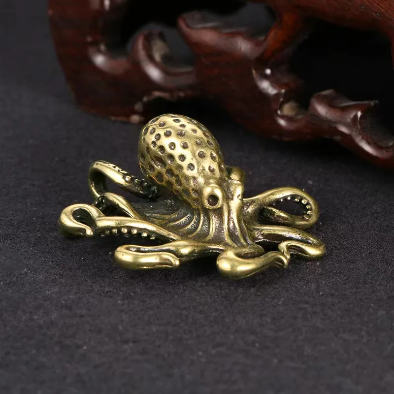 Messing Octopus Home Statue Antikes Kupfer Marine Organismus Figuren Schreibtisch Ornament Zubehör Kreativer Tisch Tee Haustiere Handwerk – Detail 5