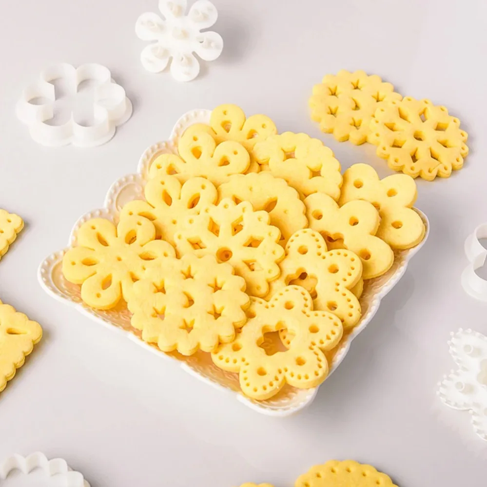Molde de galletas con patrón geométrico hueco, cortador de galletas para sándwiches y mermelada, molde para bizcochos, herramientas de repostería DIY para cocina.