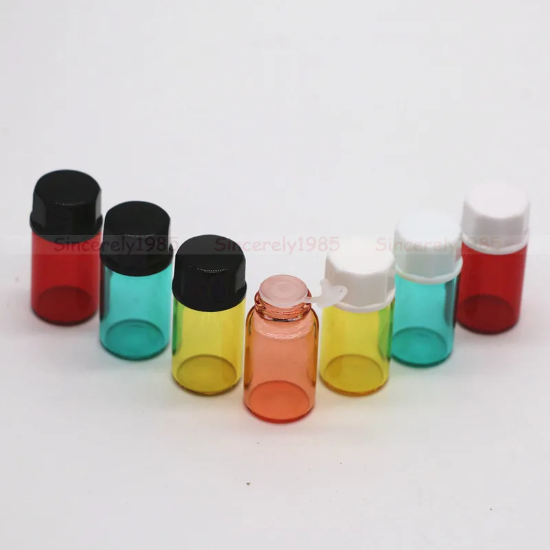 50X 1ml 2ml 3ml Mini Perfume Liquid Glass Bottle with Orifice Reducer Cap Small Essential Oil Vials Drum Dram Cap Lid