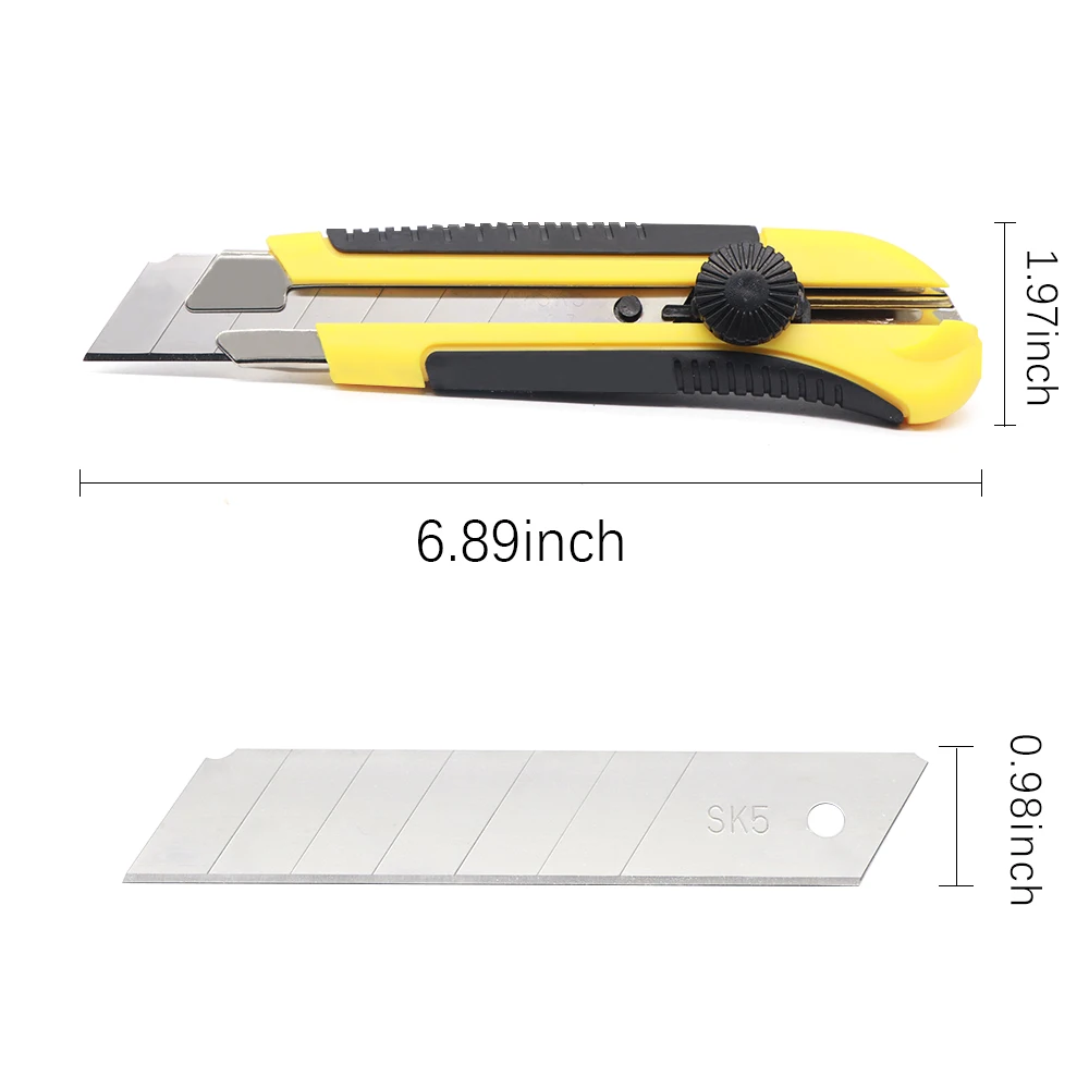 25MM Heavy Duty Utility Knife, Box Cutter SK-5 Retract Blades,Snap-Off Cutters with Rubber Grip for Cardboard, Boxes, DIY Crafts