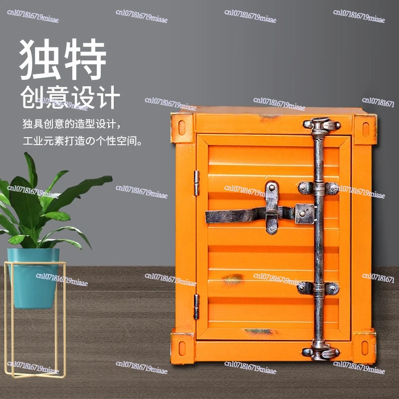 

Industrial Wind Metal Bedside Table, Container Storage Box, Storage Box, Coffee House Clothing Store Window Ornament Display