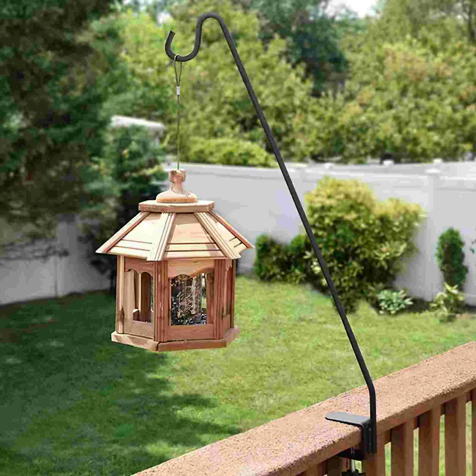 Shepherd Hook Planter Hanging Fence Heavy Duty Deck Bird Feeder Hanger Stand Lantern Metal Solar Lights