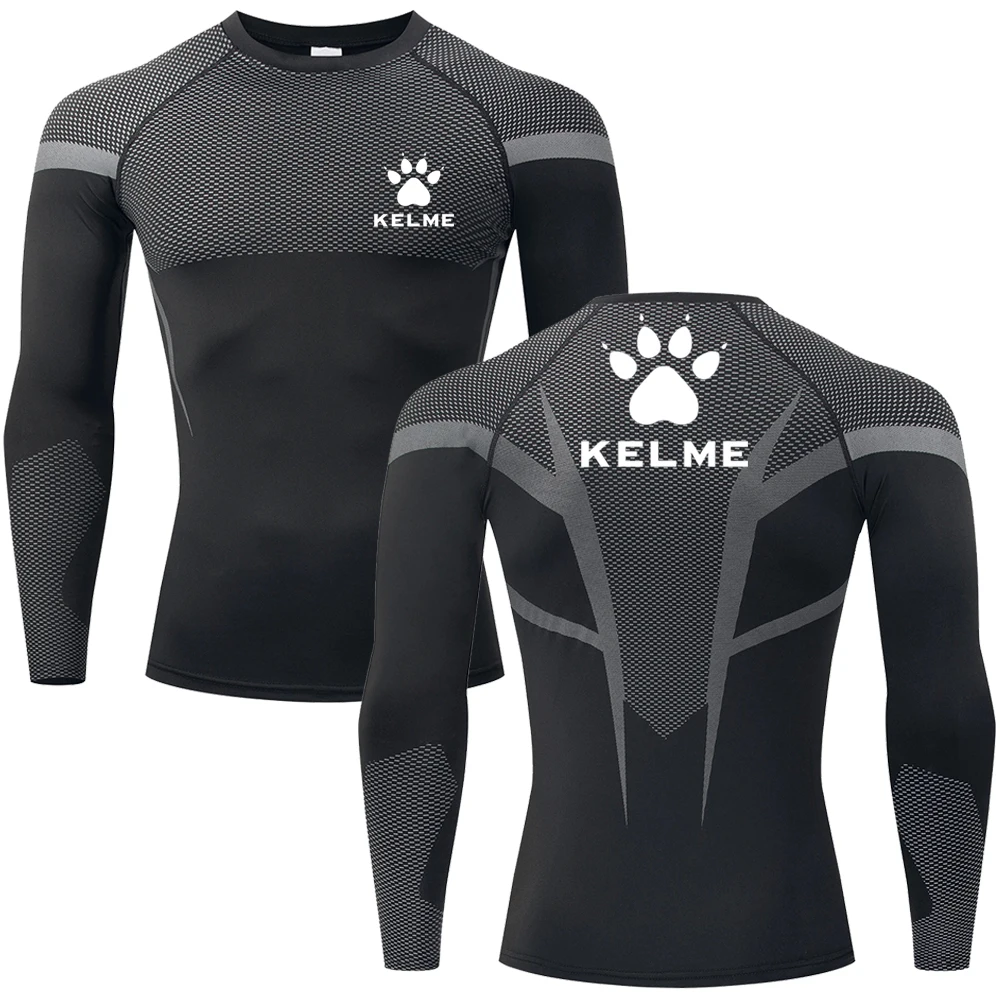 

Men KELME Sport T-shirt Quick Dry Bodybuilding Running Shirt Long Sleeve Compression Top Gym T Shirt Men Breathable And Quick-Dr