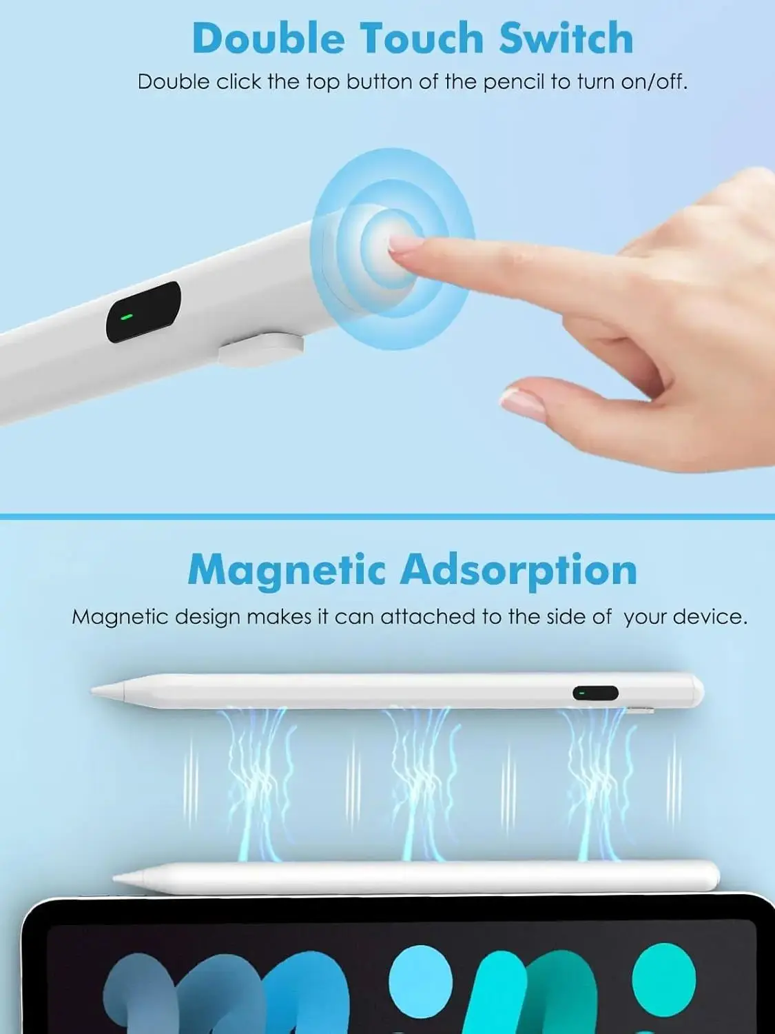 

Stylus Pen for Apple Pencil LED Power Indicators Palm Rejection Touch Pencil for IPad From 2018 to 2025 Years