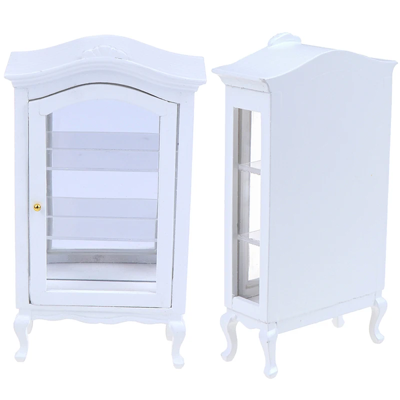 1:12 Poppenhuis Miniatuur Meubels Witte Poppen Accessoires Houten Vitrinekast Vitrine Schattige Miniatuurartikelen