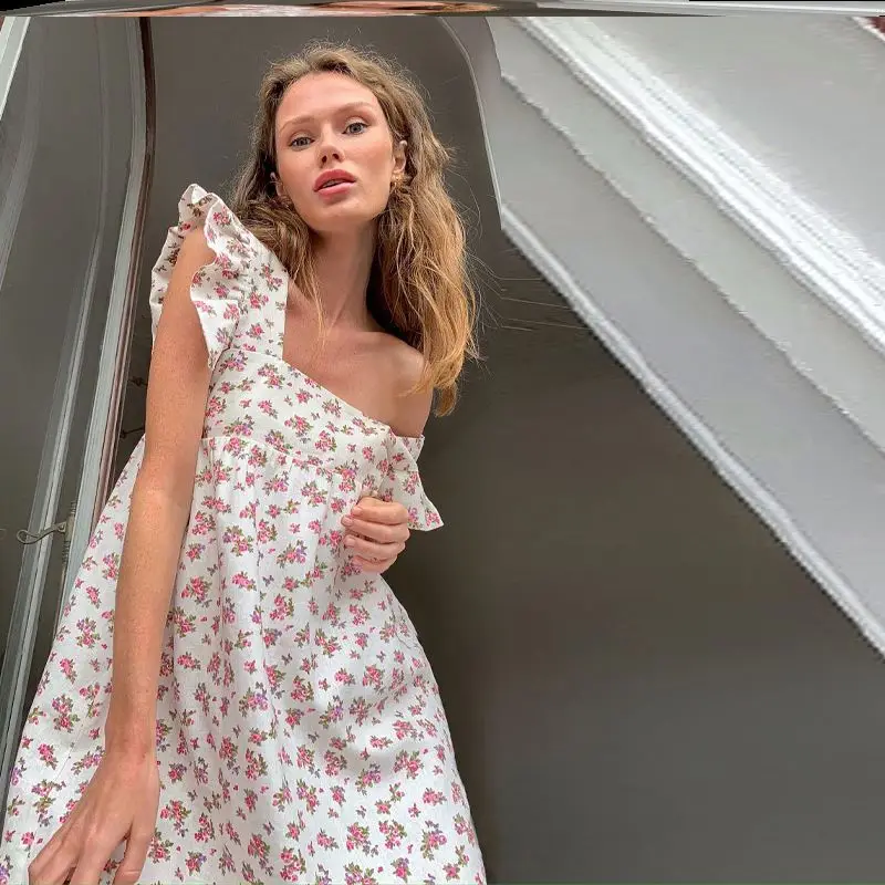 Vestido Casual Amarelo com Mangas em Camadas para Mulheres, Estilo Doce, Botão na Cintura Média, Saia Curta em Cor Pura