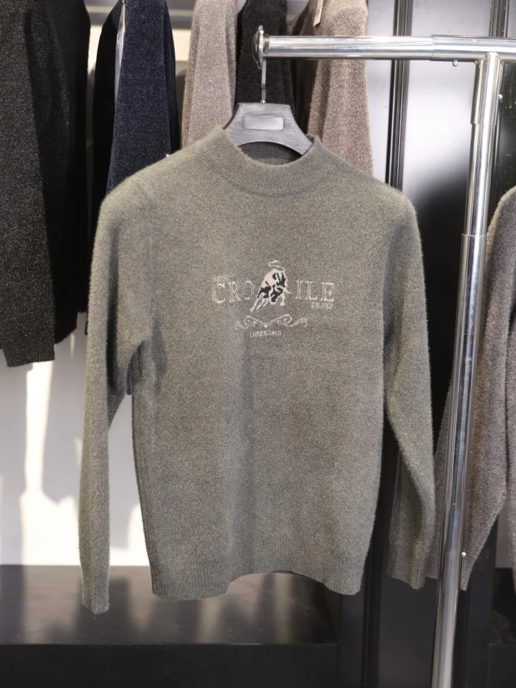 

Homesi Autumn Winter Men's Knitted Sweater Comfortable Warm Versatile Slim Fit f High Collar Casual Long Sve Top