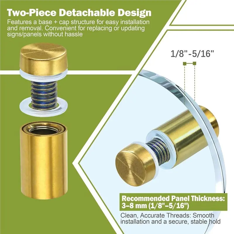 FAST-Wall Mount Hardware For Acrylic Glass For Gold Sign Standoff Screws, Stainless Steel, 19X25mm, 24 Pcs For Picture Frames