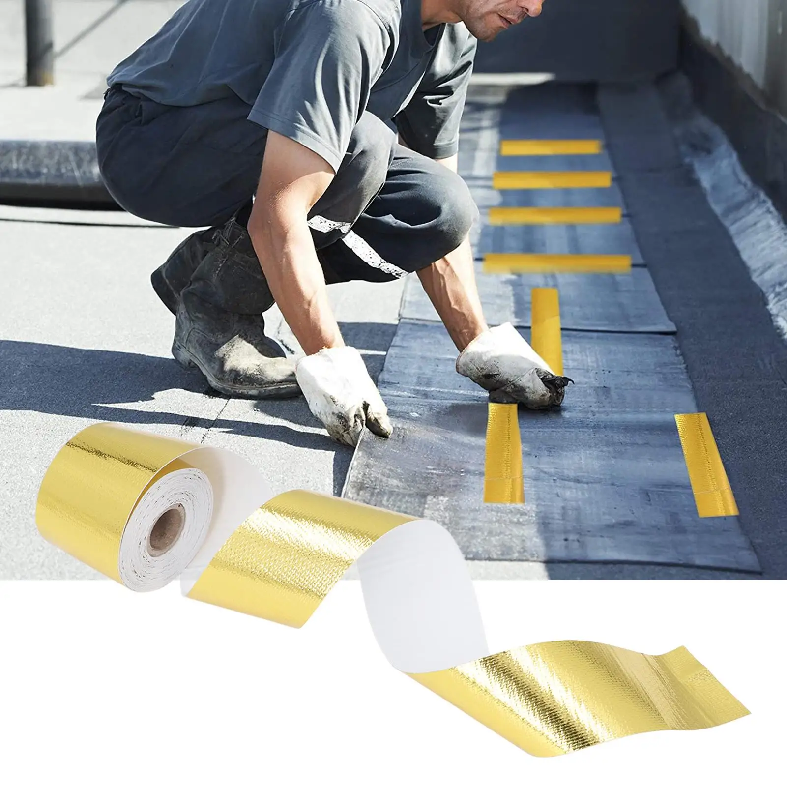 Heat Reflective  Tape Strong Adhesion 2in x 32.8ft Adjustable for hose Protection Insulation Wrap