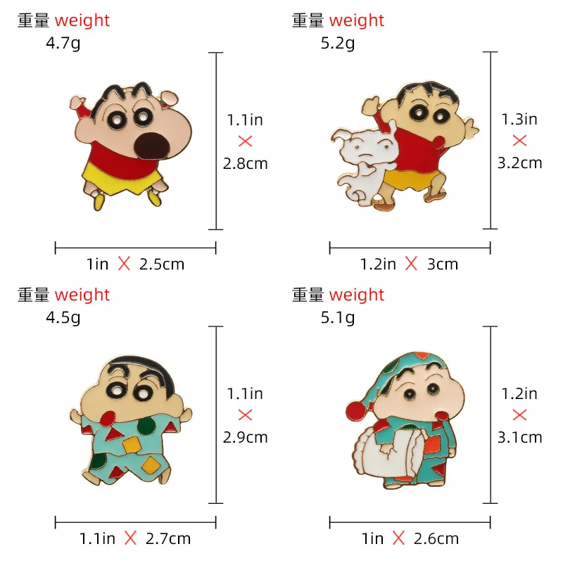 Japan Anime Crayon Shin Chan Lapel Pins Backpack Jeans Enamel Brooch Pin Women Fashion Jewelry Gifts Funny Child Cartoon Badges