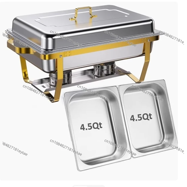 Golden Stainless Steel Chafing Dishes for Buffet,  Buffet Warmers Sets for Parties Weddings Catering Buffet