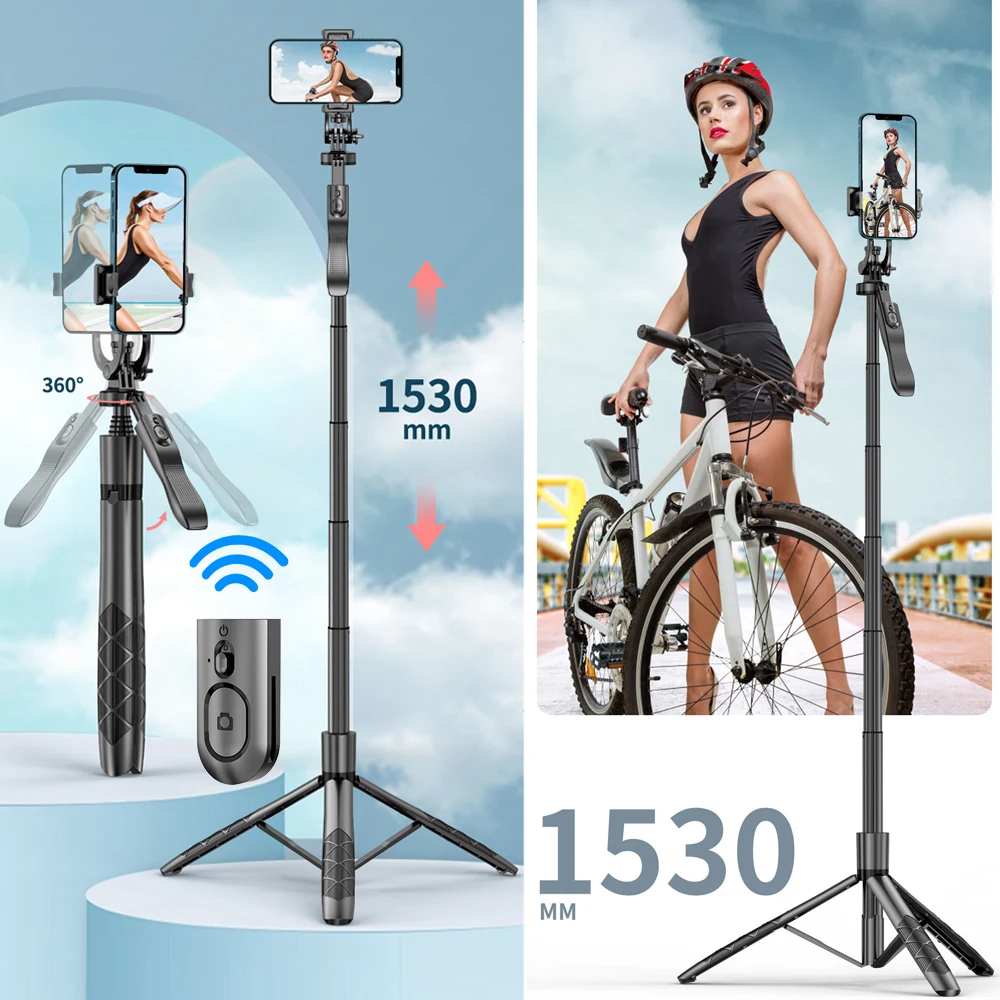 Wireless Selfie Stick treppiede L16 1530mm monopiede pieghevole per GoPro 11 10 Action cam Insta360 Ace Pro X3 Phones Steady Stand