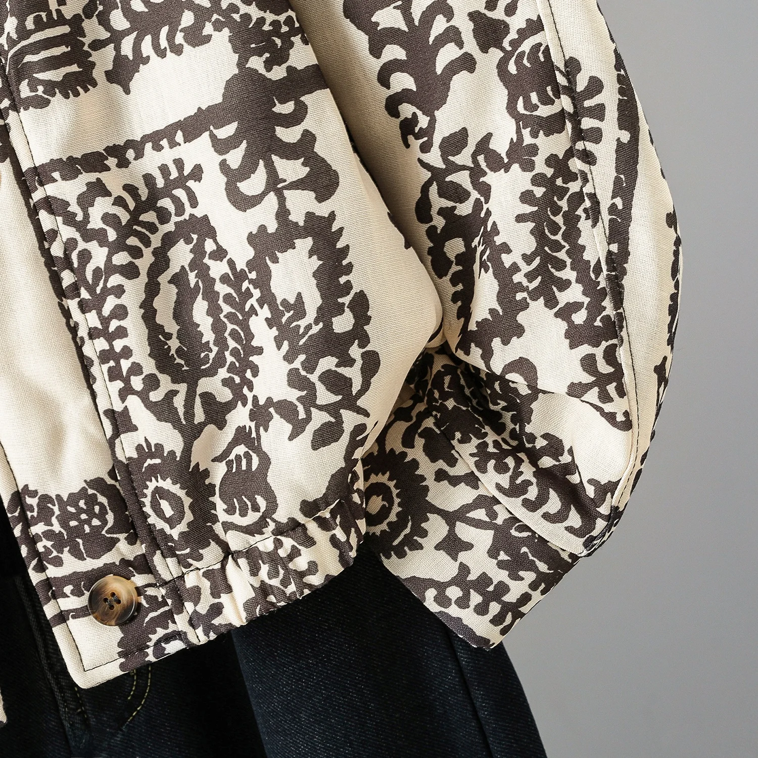 Thiened Cotton Jaet レディース 冬 暖かい レトロ プリント サンドイッチ コットン アウター カジュアル 通勤 ルーズフィット ロング Sve