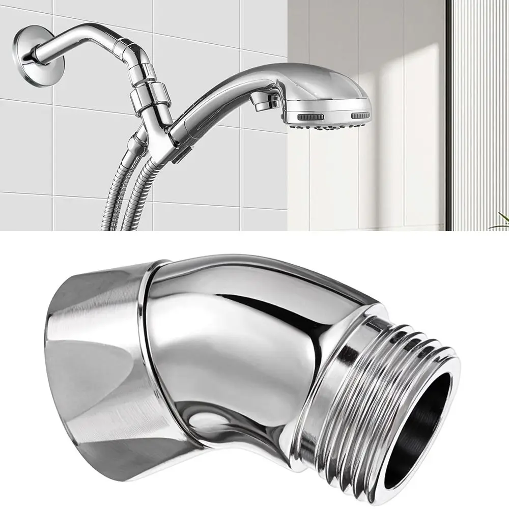 New Copper Shower Head Elbow Adapter 135 Degrees Silver Arm Elbow Extender Shower Heads Extension Pipe