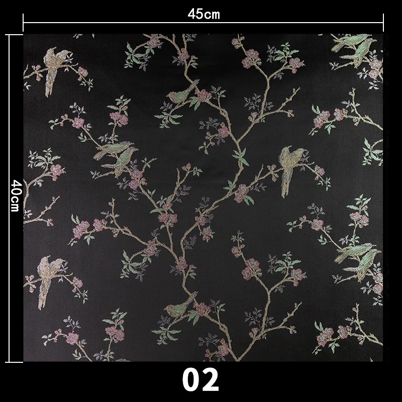 45x40cm Satin Brocade Fabric Retro Chinese Style Plant Animal Jacquard Cloth DIY Bag Sachet Patchwork Fabrics Accessories