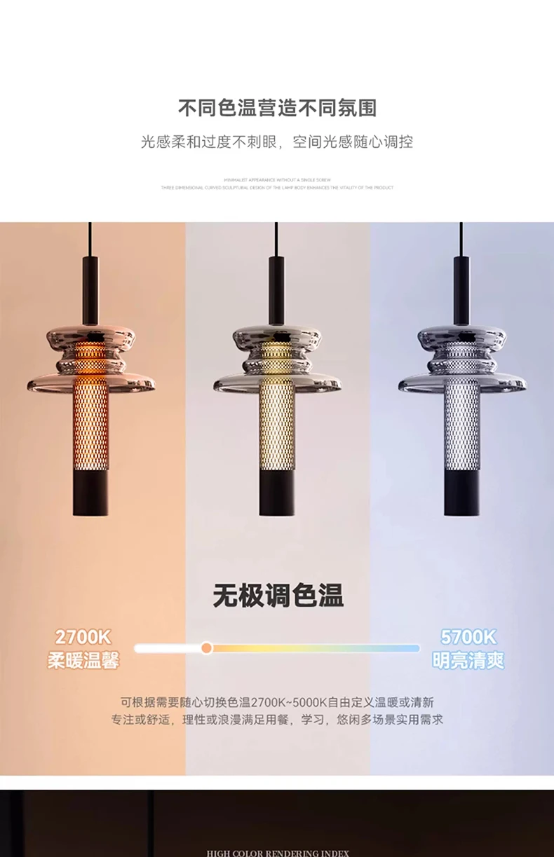 Nordic LED Pendant Light Bedroom Bedside Glass