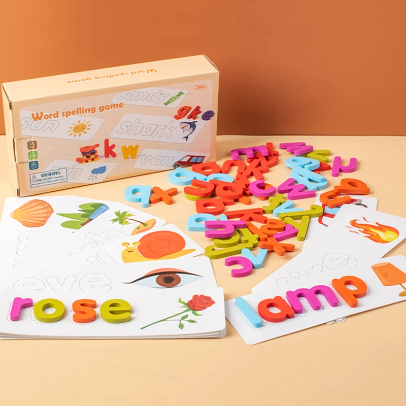 DIY Spelling Word Learning Letter Cognitive Puzzle Montessori Teaching Aids Early Educational Toys Gifts For Children Kids