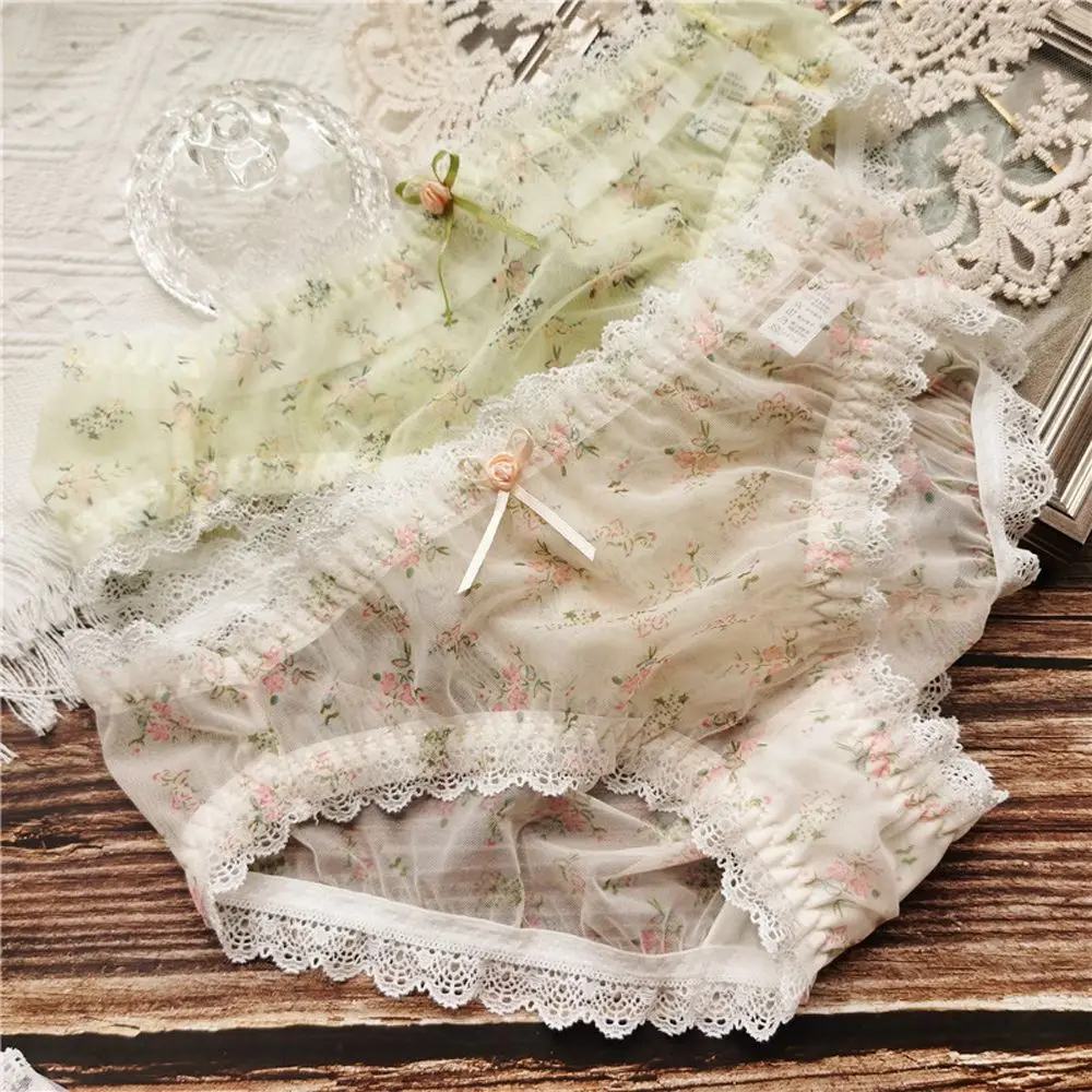 

Seamless Kawaii Breathable Elastic Comfortable Lace Flower Briefs Sexy Panties Lingerie Female Underwear