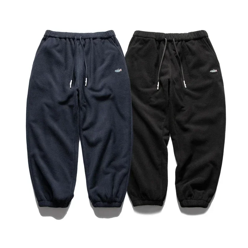 

Japan Style Cityboy Loose Fleece Plush Thickened Warm Toilet Trousers Small Feet Elastic Waist Drawstring Casual Pants for Men