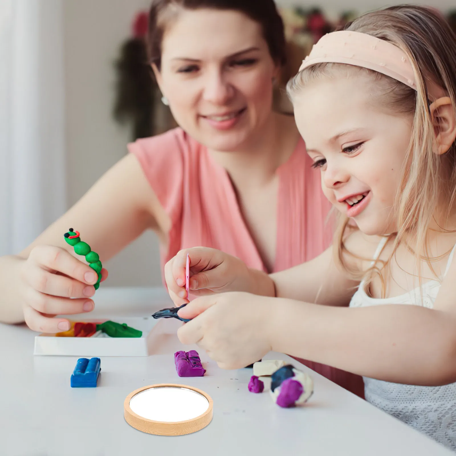 

Деревянное мини-зеркало, ручное, круглое, компактное, для женщин, портативное, для макияжа, дорожное, для сумочки, карманное, с держателем для кистей, для ежедневного использования, бамбуковое