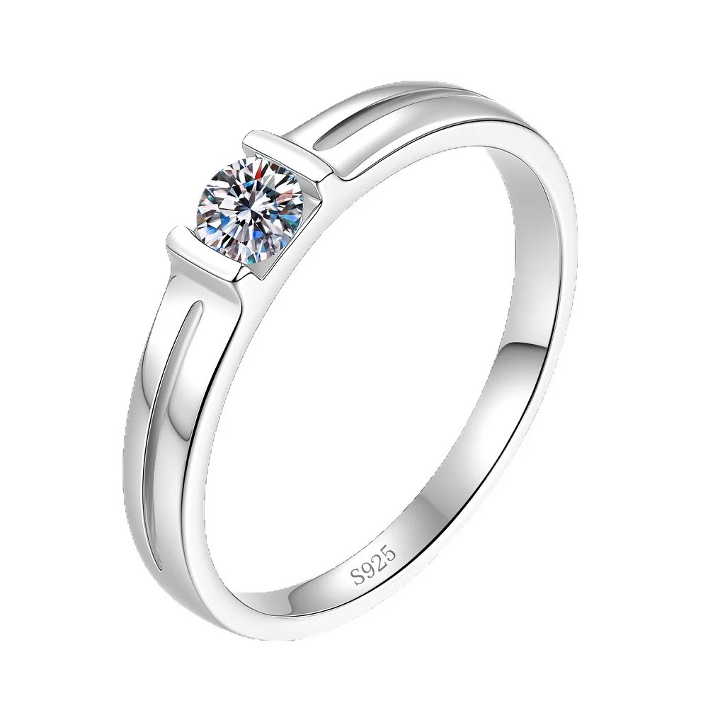

Luxury Sparkling Moissanite Everyday Women's Ring - 925 Sterling Silver Daily Wear Jewelry Gift - Size 5~10