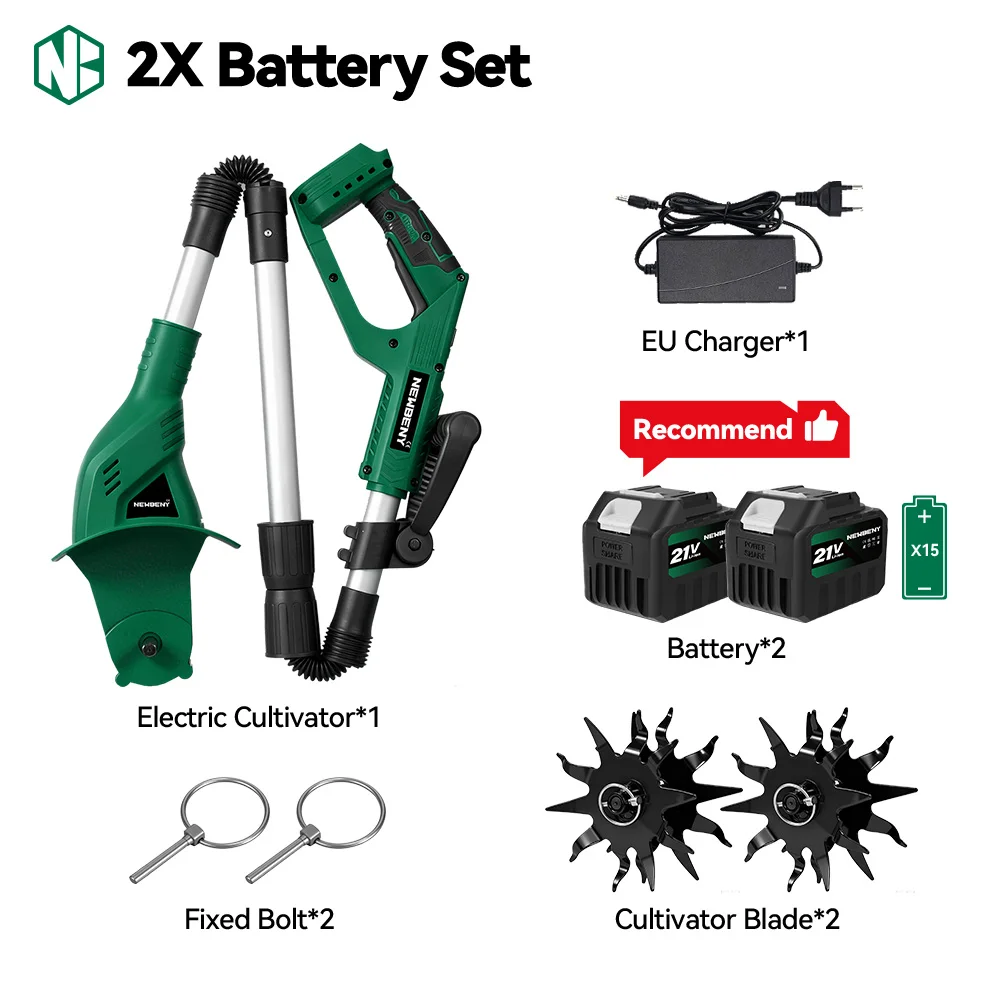 NEWBENY Elektrischer Rototiller Rasenmäher Kabelloser Kultivator Rasenmäher Bodenlocker Multifunktionales Gartenwerkzeug für Makita 21V Akku