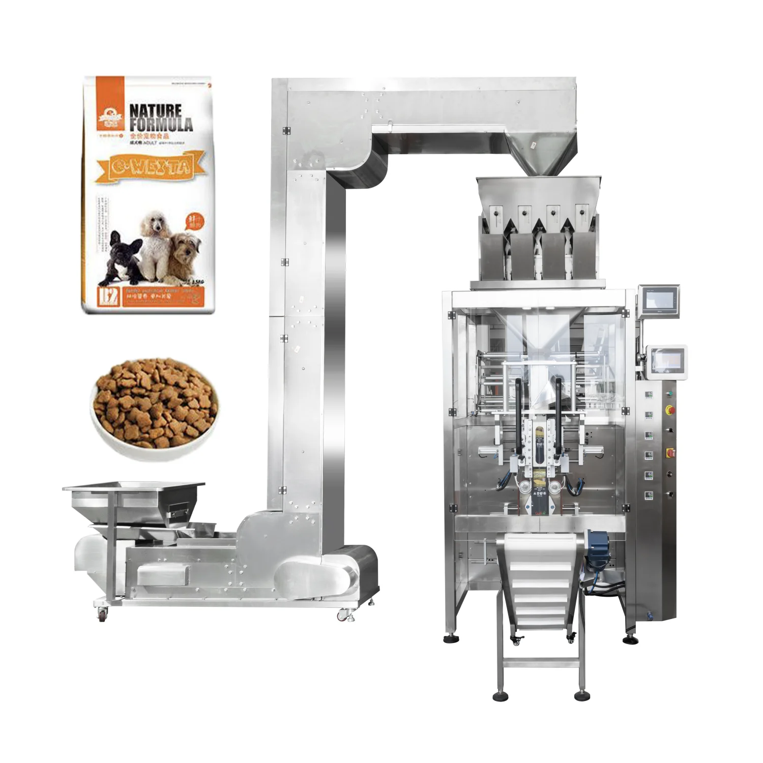 Gran oferta, báscula automática de combinación multicabeza para mascotas, Gog, bolsita de comida, bolsa con refuerzo, máquina envasadora de sellado