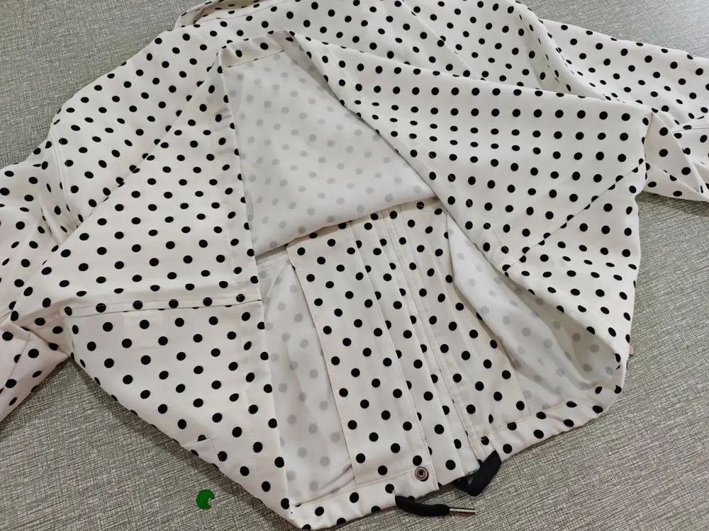 HH Weibliche Herbst Mode Polka Dot Gedruckt Set Lange Ärmel Rollkragen Kordelzug Jacke + A-line Shorts frauen Vintage Anzug – Detail 12