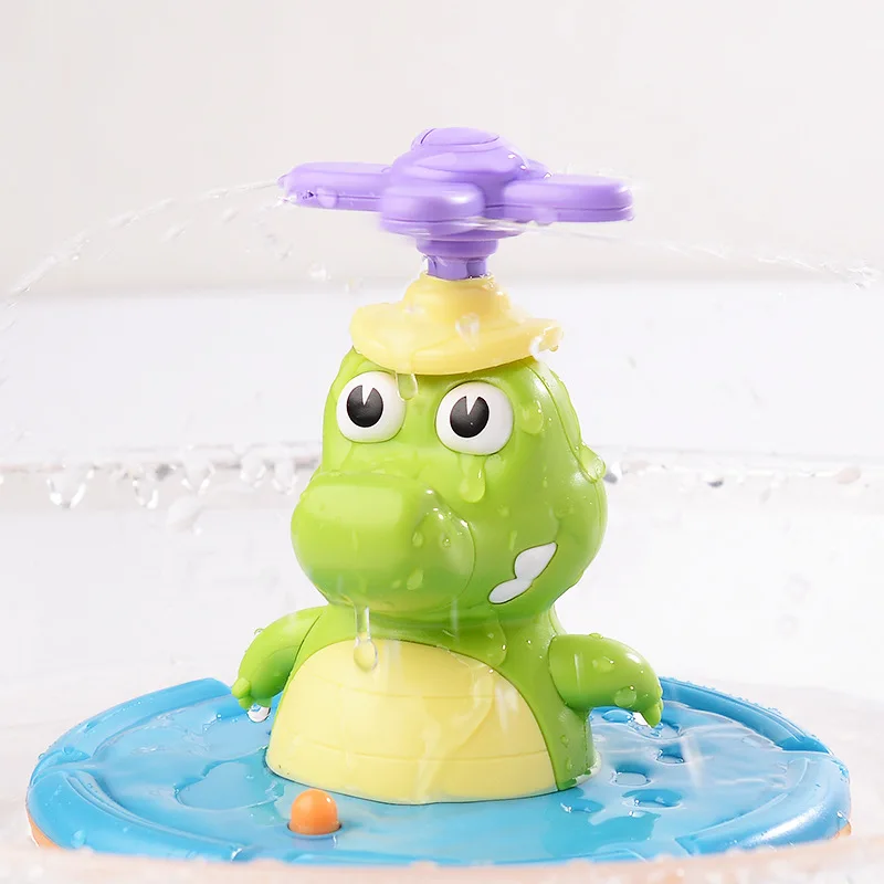 Fountain Crocodile Baby Bath Toys for Toddlers Spray Water Sprinkler Light Up Electric Automatic Floating Rotating Bathtub Toy